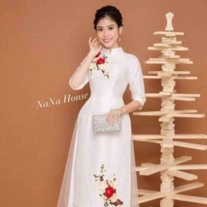 Set Áo Dài Cách Tân Thêu Hoa
