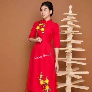 Set Áo Dài Cách Tân Thêu Hoa