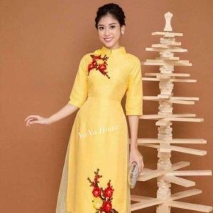 Set Áo Dài Cách Tân Thêu Hoa