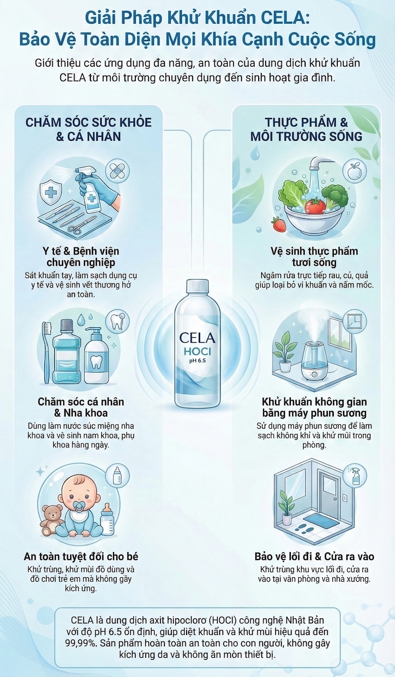 Dung Dịch Khử Khuẩn Cela - Clean Water Cela Công Nghệ Nhật Bản