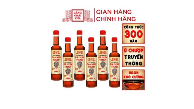 Chai nước mắm nhỉ cá cơm than Làng Chài Xưa 525ml