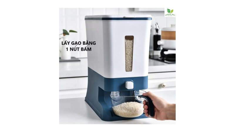 Thùng đựng gạo thông minh 12kg màu xanh tại Mai Linh Mart